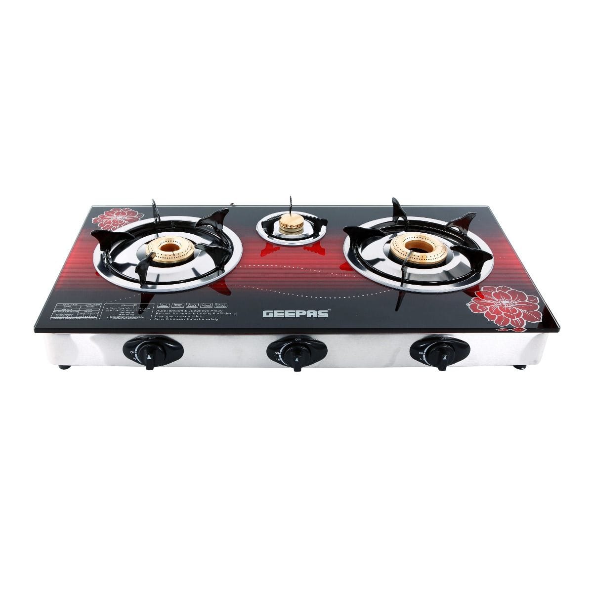 3BurnerGas Cooker/8Mm Glass/S/S Frame1x1