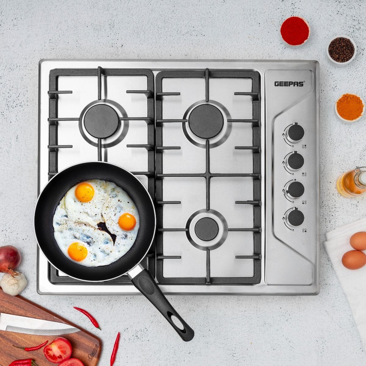 SS Built-In Gas Hob 4 Gas Burner 1x1