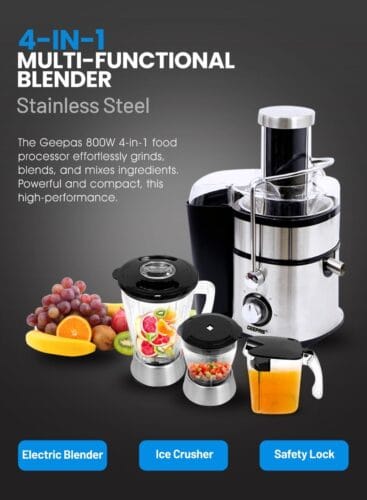 4In1S/S Juicr&Blndr/UnbrkLid&Jar/800W1X2