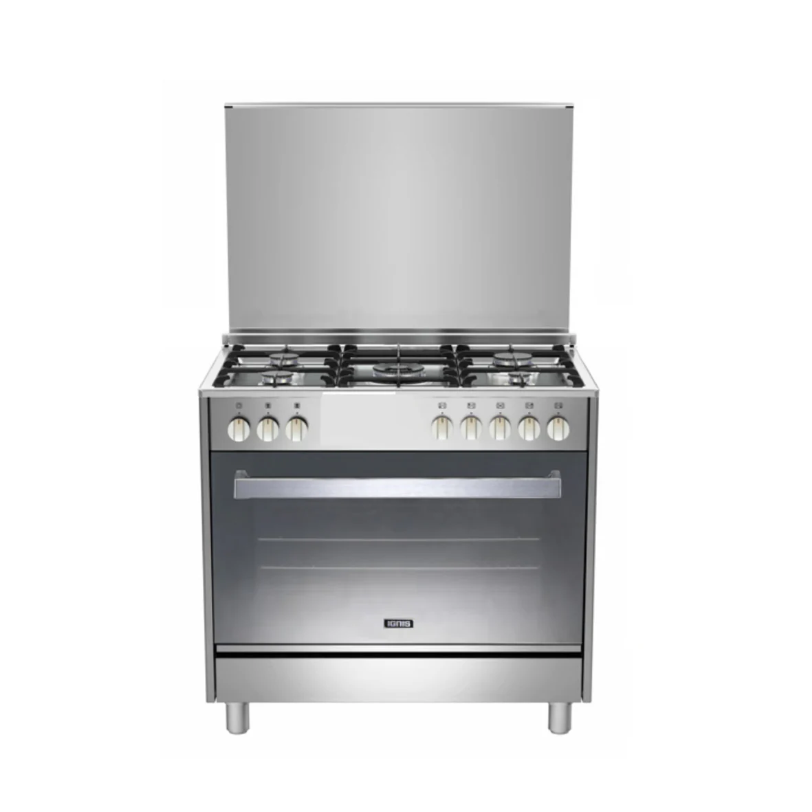 IGNIS-  90x60, 5gas, Gas Oven +  FAN cast iron grid,  double knob, full safety MADE ITALY
